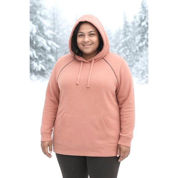 Torrid PLUS Size 1X Pink Leopard Trim Pullover Long Sleeve Sweatshirt Hoodie - Picture 2 of 8